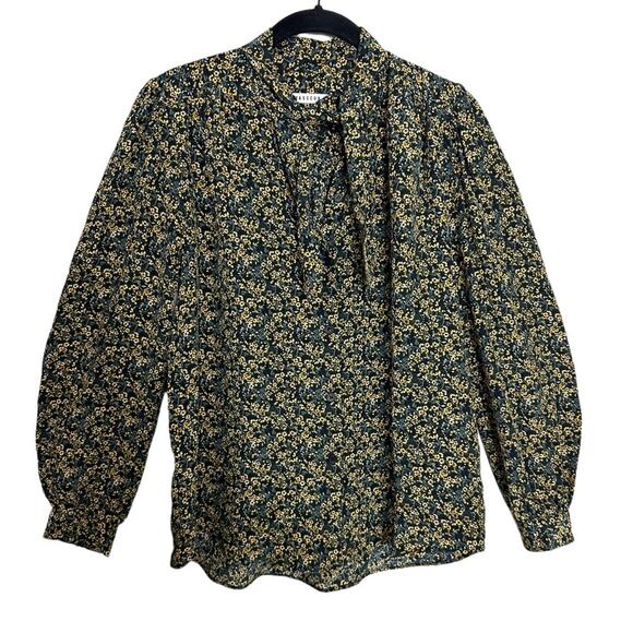 Masscob Silk Floral Tie Neck Blouse - Picture 1 of 9